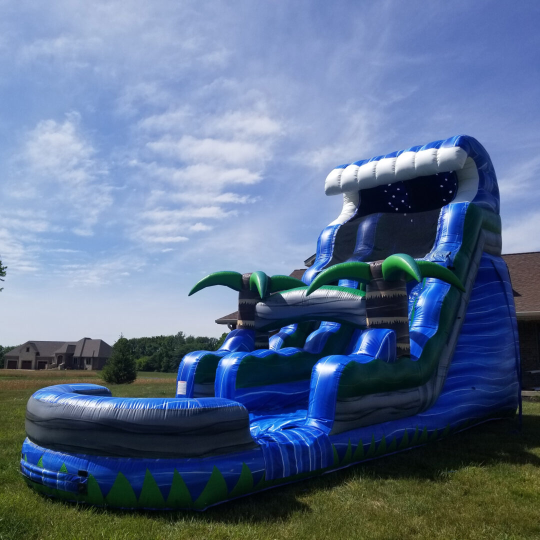 18-foot inflatable water slide with a tsunami theme
