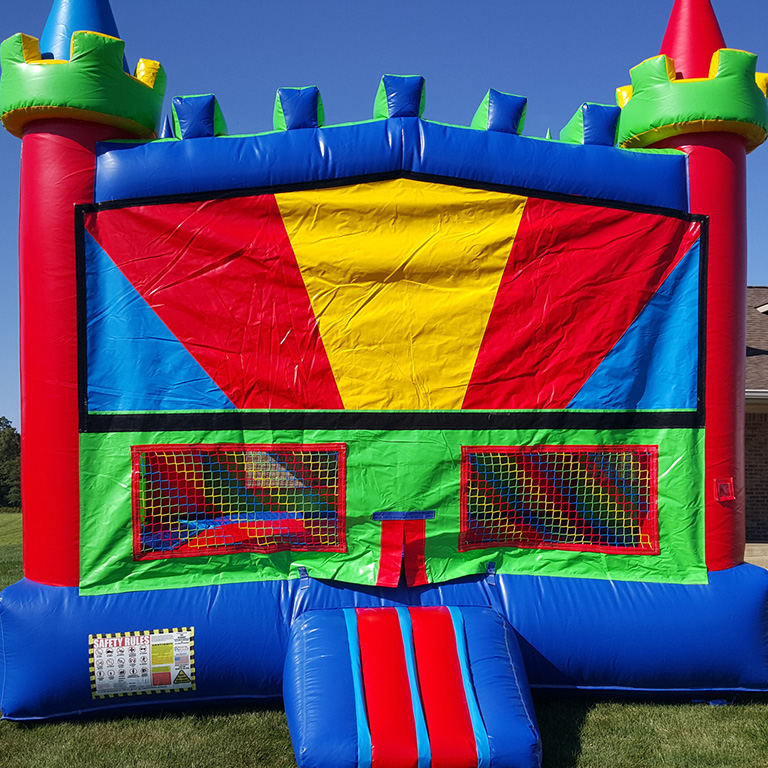 Multicolored bounce house castle