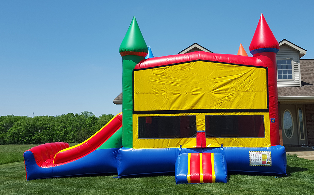 Large multicolored inflatable castle