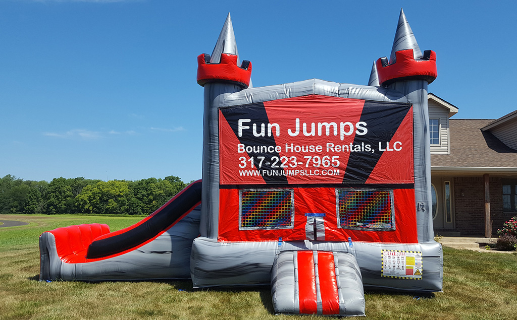 Marble-themed inflatable castle