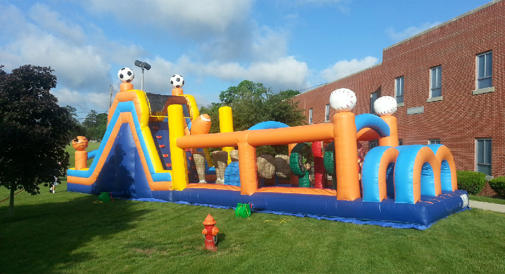 Sports-themed inflatable obstacle course